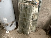 LARGE MIRROR DOOR & ASSORTED LEAD STAINED GLASS