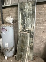 LARGE MIRROR DOOR & ASSORTED LEAD STAINED GLASS - 2