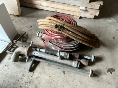 ASSORTED STAND PIPES, KEYS, FIRE HOSE, NOZZLE & AIR LINE