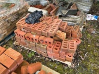 7No. PALLETS OF ASSORTED BRICKS, BLOCKS, SLATES, RIDGE TILES, CHIMNEY FLUES ETC - 4