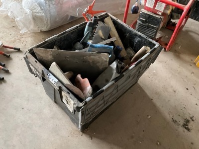 PLASTIC CRATE OF ASSORTED HAND TOOLS
