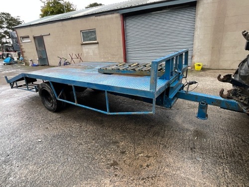 APPROX. 15ft x 7ft SINGLE AXLE BEAVERTAIL TRAILER Ramps, crashbars, lights