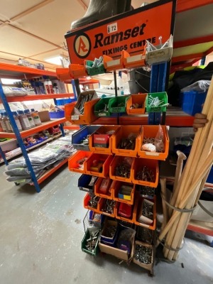 RAMSET STAND & CONTENTS OF ASSORTED NUTS & BOLTS