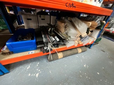 SHELT LOT TO INC. ASSORTED UNUSED BRUSH SHAFTS, BRUSH HEADS & SCRAPERS