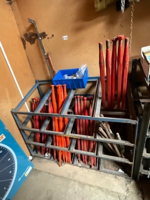 RACK TO INC. APPROX. 40No. ASSORTED TYNES, BUCK RAKE TOES & BUSHING INSERTS
