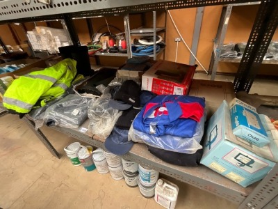 SHELF LOT TO INC. ASSORTED WORKWEAR, HATS, BOILER SUITS, COAT ETC