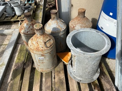 4No. CASTROL OIL JARS & GALVANISED PIPE