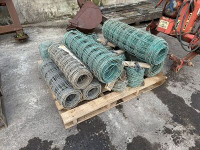 APPROX. 7No. PART ROLLS OF SHEEP WIRE & 6No. PART ROLLS OF BARBED WIRE