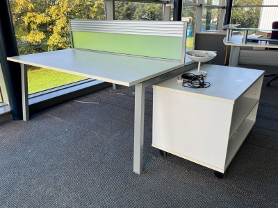 TWO PERSON BENCH DESK & LOW STORAGE ROLLOUT UNIT