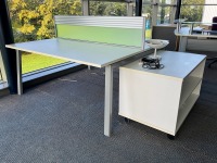 TWO PERSON BENCH DESK & LOW STORAGE ROLLOUT UNIT