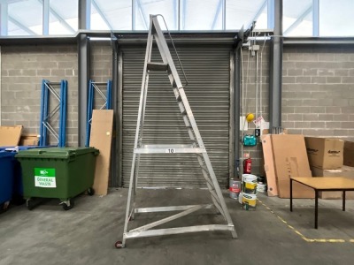 ALUMINIUM 3.65m 11 STEP MOBILE WAREHOUSE STEP LADDER