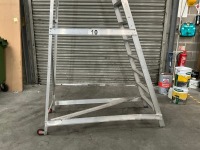 ALUMINIUM 3.65m 11 STEP MOBILE WAREHOUSE STEP LADDER - 2