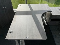 1600 RIGHT HAND CORNER DESK, 2No. PEDESTALS & WOODEN TWO DOOR STORAGE CUPBOARD - 3