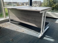 1600 RIGHT HAND CORNER DESK, 2No. PEDESTALS & WOODEN TWO DOOR STORAGE CUPBOARD - 4