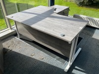 1600 RIGHT HAND CORNER DESK, 2No. PEDESTALS & WOODEN TWO DOOR STORAGE CUPBOARD - 5
