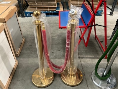 2No. CROWD CONTROL STANCHIONS & 2No. VELVET ROPES