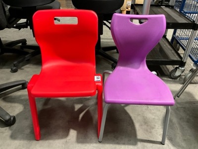2No. ASSORTED PLASTIC SCHOOL CLASSROOM CHAIRS