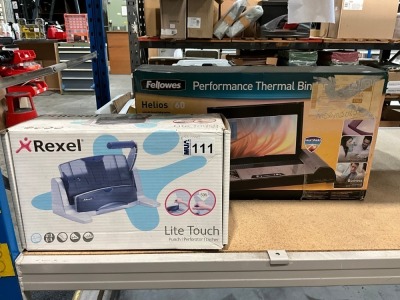 UNUSED REXEL LITE TOUCH PUNCH & FELLOWES PERFORMANCE THERMAL BINDER