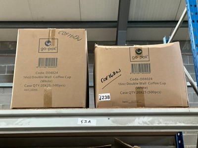 2No. BOXES UNUSED 16oz DOUBLEWALL COFFEE CUPS