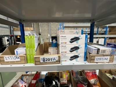 SHELF LOT OF UNUSED ASSORTED OFFICE SUPPLIES