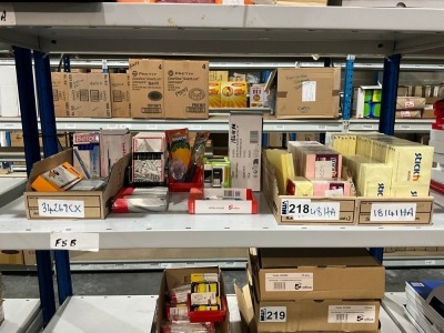 SHELF LOT OF UNUSED ASSORTED OFFICE SUPPLIES