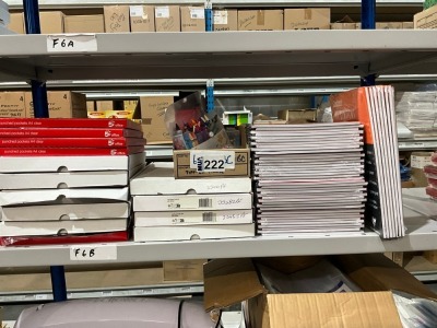 SHELF LOT OF UNUSED ASSORTED OFFICE SUPPLIES