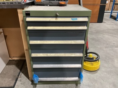 BOTT 6 DRAWER METAL CABINET & CONTENTS