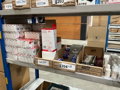 SHELF LOT OF UNUSED ASSORTED OFFICE SUPPLIES