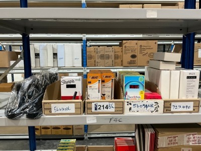SHELF LOT OF UNUSED ASSORTED OFFICE SUPPLIES