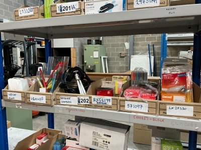 SHELF LOT OF UNUSED ASSORTED OFFICE SUPPLIES
