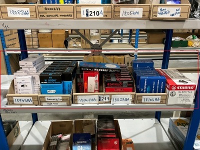 SHELF LOT OF UNUSED ASSORTED OFFICE SUPPLIES