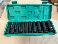 UNUSED 10PC 1/2" DEEP SOCKET SET 10-24MM
