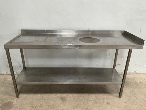 APPROX. 1735mm STAINLESS STEEL PREP BENCH WITH WASTE OUTLET & UPSTAND