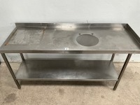 APPROX. 1735mm STAINLESS STEEL PREP BENCH WITH WASTE OUTLET & UPSTAND - 3