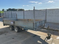 IFOR WILLIAMS APPROX. 14FT X 6FT7" 3.5 TON TWIN AXLE DROPSIDE PLANT TRAILER