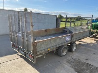  IFOR WILLIAMS APPROX. 14FT X 6FT7" 3.5 TON TWIN AXLE DROPSIDE PLANT TRAILER - 9
