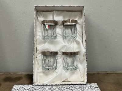 4NO.  UNUSED CRISTALLERIA FRATELLI FUME GLASSES