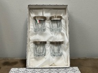 4NO.  UNUSED CRISTALLERIA FRATELLI FUME GLASSES