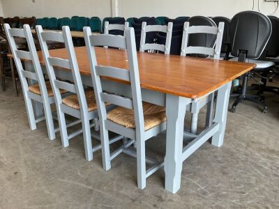 FARMHOUSE DINING TABLE & 6No. HIGH BACK DINING CHAIRS