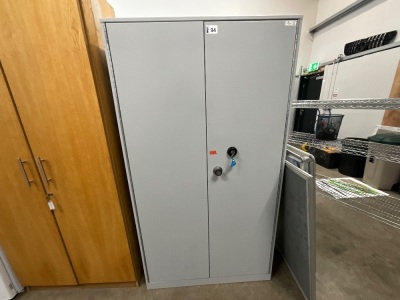 METAL TWO DOOR STORAGE CUPBOARD