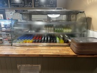 APPROX. 7M COUNTER RUN WITH DROP-IN REFRIGERATED DISPLAY & 3 TIER COUNTERTOP FOOD DISPLAY - 4