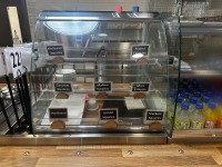 APPROX. 7M COUNTER RUN WITH DROP-IN REFRIGERATED DISPLAY & 3 TIER COUNTERTOP FOOD DISPLAY - 5