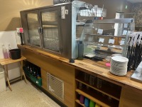 APPROX. 7M COUNTER RUN WITH DROP-IN REFRIGERATED DISPLAY & 3 TIER COUNTERTOP FOOD DISPLAY - 9
