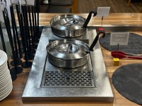 APPROX. 7M COUNTER RUN WITH DROP-IN REFRIGERATED DISPLAY & 3 TIER COUNTERTOP FOOD DISPLAY - 10