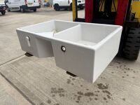 WHITE CERAMIC DOUBLE BASIN KITCHEN SINK  - 3