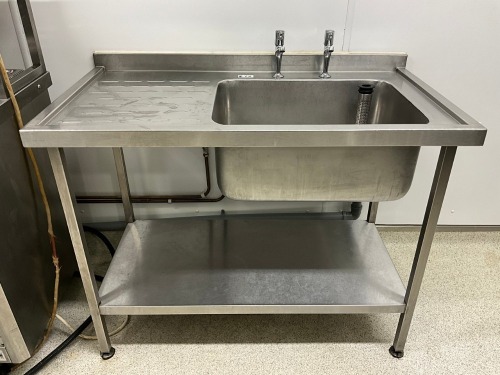 1200mm STAINLESS STEEL SINGLE DRAINER WITH UPSTAND