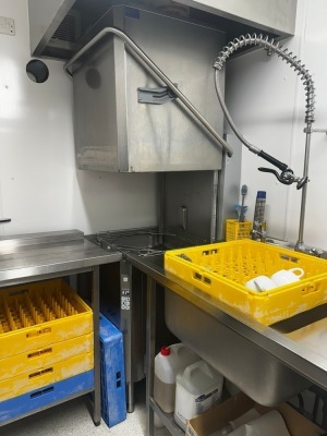ELECTROLUX NHT8G COMMERCIAL PASS THROUGH DISHWASHER WITH CANOPY, 1250mm FEEDER BENCH & 1140mm FEEDER BENCH