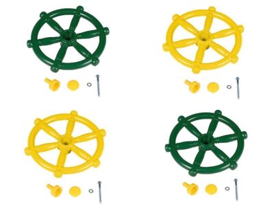 APPROX. 400No. PLASTIC PIRATE STEERING WHEELS ODP5016 ASSORTED COLOURS GREEN & YELLOW