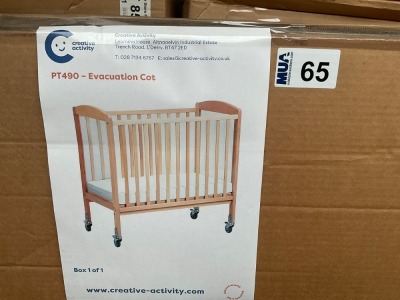 UNUSED MILLHOUSE EVACUATION COT PRODUCT CODE: PT490 FLATPACKED