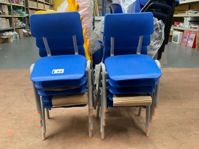 APPROX. 8No. UNUSED METALLIFORM SIZE MARK 1&2 BLUE CLASSROOM CHAIRS